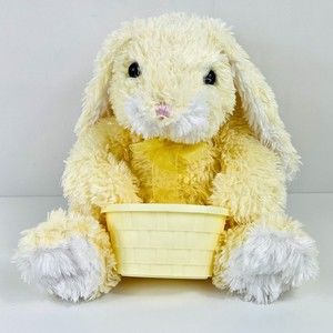 2003 Commonwealth Yellow Easter Bunny Rabbit Plush With Plastic Basket